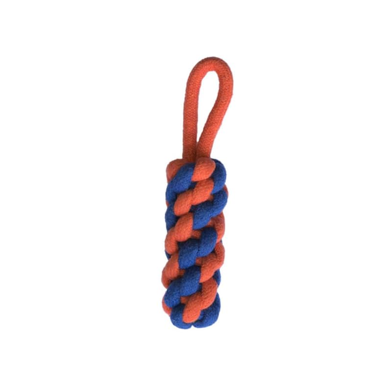 Misu Pet Store Twist Rope pet Item Shaped with Curve Hook for Grip or chew use with Round Rope Ends Works in tug Game Indoor Activity with bite Handle That fits jaw Hold Comfortably Blue - Orange - Image 1