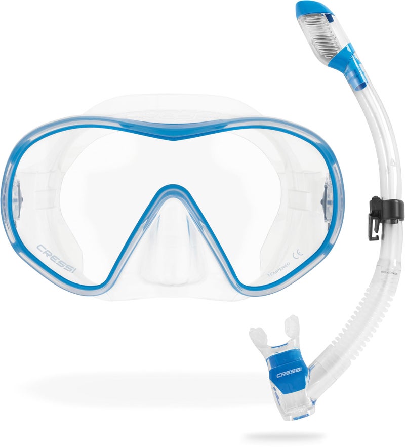 Cressi F-Dual & Supernova Dry Mask & Snorkel Kits, Black/Red - Image 1