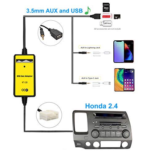 Yomikoo AUX Cord, Car Audio USB AUX Input Adapter Stereo CD Changer Compatible with Honda Accord 2003-2011/City 2002-2011/CRV 2005-2011/Civic 2006-2011/Odyssey 2005-2011 - Image 2