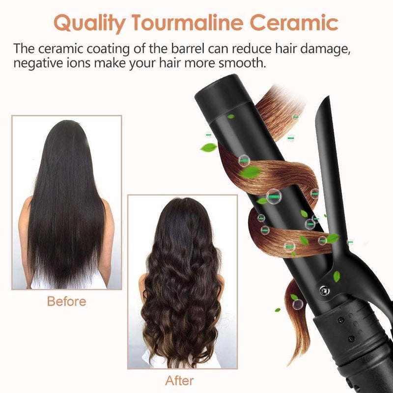 Duomishu 6-in-1 Curling Iron, Professional Instant Heat Up Hair Curling Wand Set with 6 Interchangeable Ceramic Barrels (0.35'' to 1.25'') and 2 Temperature Adjustments, Heat Protective Glove & 2 Clips - Image 4