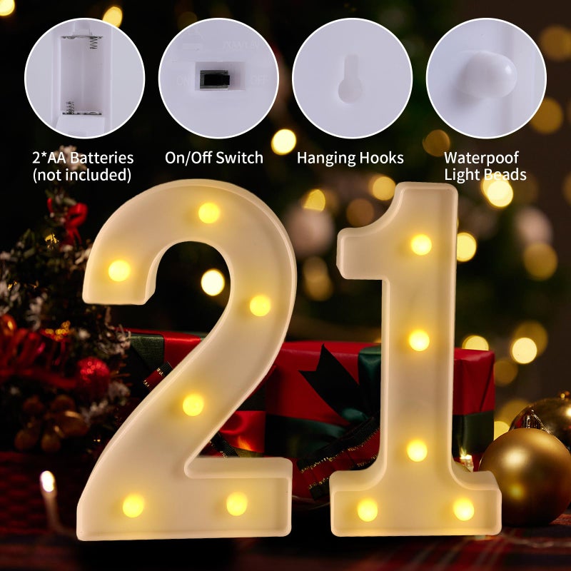 Funsky 21st Birthday Decorations for Her Him,21st Birthday Centerpieces Table Decorations for Women Men,Light Up Numbers 21 Sign for Party Backdrop Wall Decor for 21 Wedding Anniversary Decoration - Image 3
