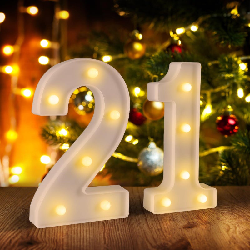 Funsky 21st Birthday Decorations for Her Him,21st Birthday Centerpieces Table Decorations for Women Men,Light Up Numbers 21 Sign for Party Backdrop Wall Decor for 21 Wedding Anniversary Decoration - Image 1