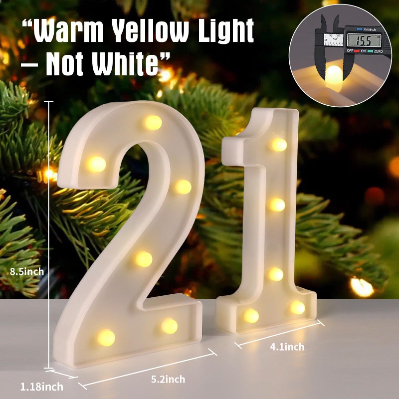 Funsky 21st Birthday Decorations for Her Him,21st Birthday Centerpieces Table Decorations for Women Men,Light Up Numbers 21 Sign for Party Backdrop Wall Decor for 21 Wedding Anniversary Decoration - Image 2