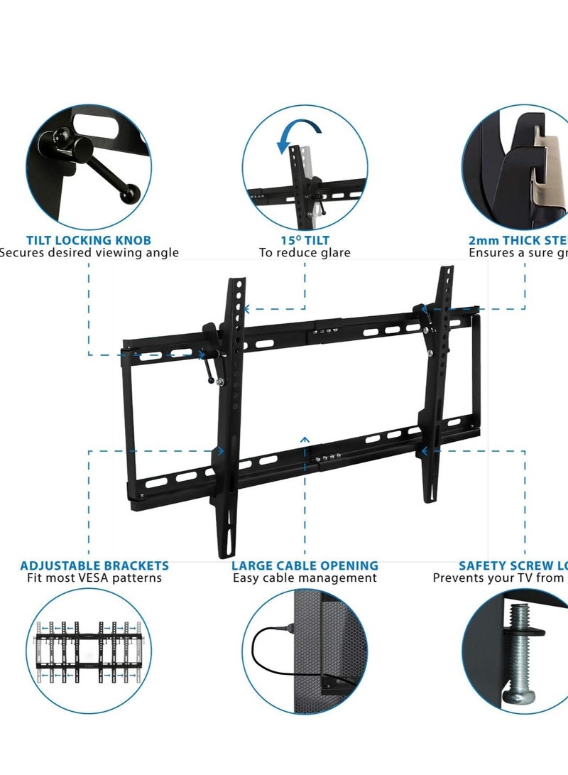 ELTRAZONE TV Stand/Television Stands for 32-65 Inch TV. Wall Mount TV Stand with Rugged Double Arm Bracket, Standard Load-bearing 32"-65", Maximum size 65inch, Holds Up to 40kg (32-65 Inch, BLACK) - Image 2