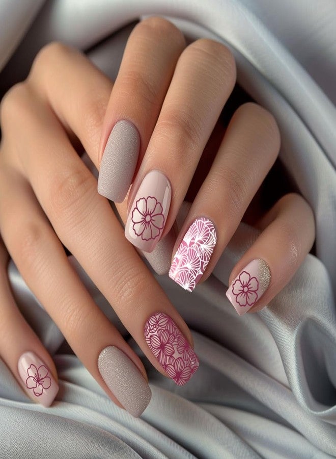 PH PandaHall 3pcs Flowers Nail Stamping Plates, Plants Nail Art Templates Mixed Floral Rose Nail Art Stencil Stainless Steel Nail Image Plates for Women Nail Design Print Manicure Salon - Image 5