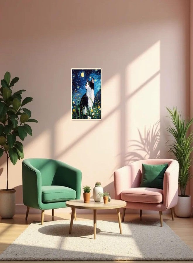 مجموعة رسم "ليلة النجوم" من أوبتيري، مجموعة رسم بالأرقام للبالغين المبتدئين، مجموعة رسم زيتي للقطط، مجموعات رسم بالأرقام للبالغين على قماش، رسم يدوي للمبتدئين، فن بالأرقام كهدية، ديكور حائط منزلي، 16 × 20 بوصة - Image 5
