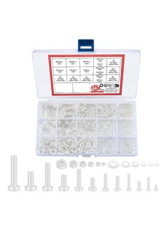 Generic 447 PCS White Nylon Plastic Pan Round Head Screws Bolts and Nuts and Gaskets, Metric Full Threaded Hex Head Screws Bolts and Nuts and Washers Assortment Set - M2/M2.5/M3/M4/M5/M6, for Home Repairs  - Image 1