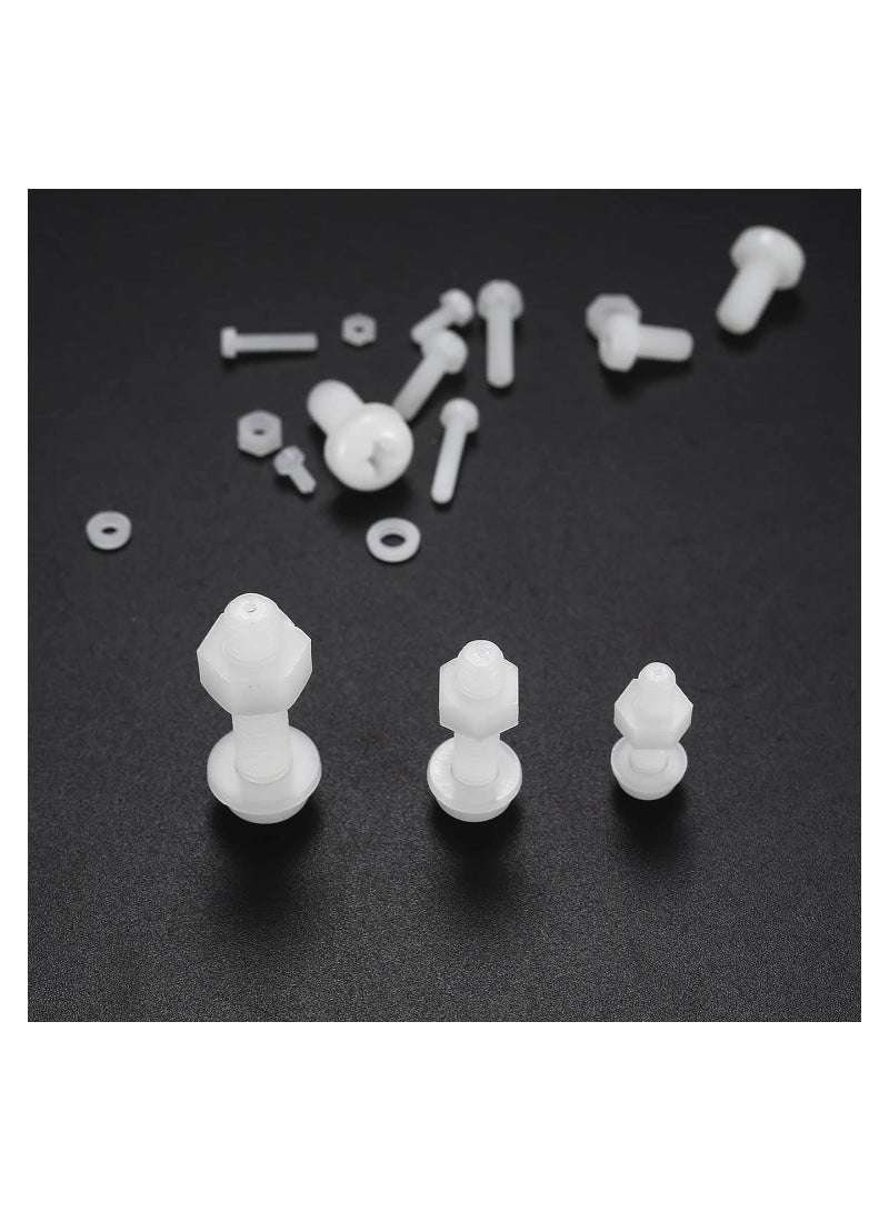 447 PCS White Nylon Plastic Pan Round Head Screws Bolts and Nuts and Gaskets, Metric Full Threaded Hex Head Screws Bolts and Nuts and Washers Assortment Set - M2/M2.5/M3/M4/M5/M6, for Home Repairs  - Image 5