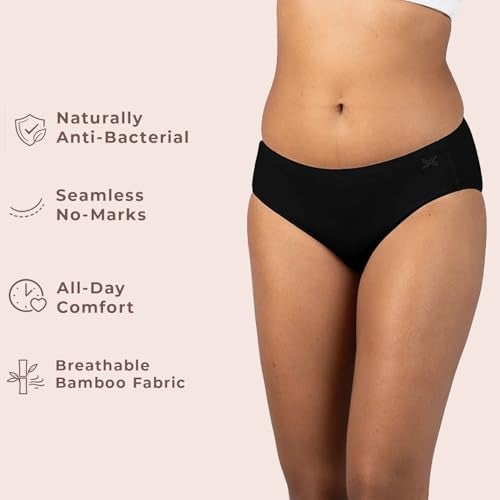 Lavos Bamboo Cotton Panties for Women, Comfortable Soft Mid-Waist Hipster Panty with Thin Inner Elastic, Anti-Bacterial Odour Free Underwear for Womens, Seamless No Visible Briefs for Ladies (L) - Image 4