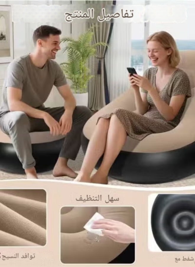 2-in-1 Inflatable Lazy Sofa Family Inflatable Lounge Chair Inflatable bean bag chair with inflatable footrest and electric air pump for room, living room, outing and camping - Image 2