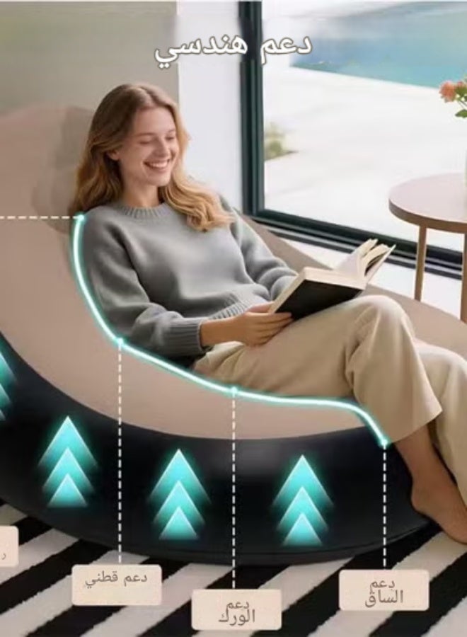 2-in-1 Inflatable Lazy Sofa Family Inflatable Lounge Chair Inflatable bean bag chair with inflatable footrest and electric air pump for room, living room, outing and camping - Image 3