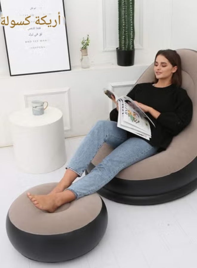 2-in-1 Inflatable Lazy Sofa Family Inflatable Lounge Chair Inflatable bean bag chair with inflatable footrest and electric air pump for room, living room, outing and camping - Image 5