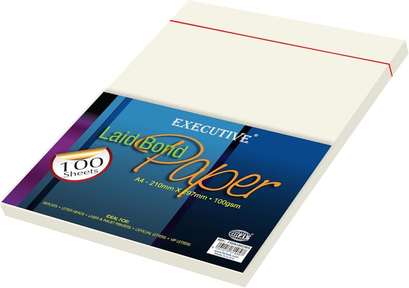 ورق بوند مضلع FIS Executive، 100 ورقة، 100 جم/م²، لون كاميل الأبيض، مقاس A4 - FSPA100CWH