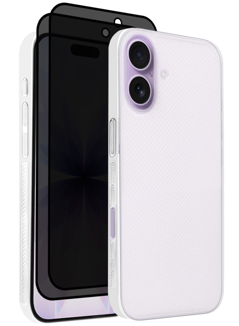 CATANES 3 Packs Case Cover for iPhone 17 - Sturdy Durable Ultra-Thin Case - Air Skin Line Design Transparent Back Cover -  Drop Protection Cover  with Two Privacy Screen Protectors - White - Image 1