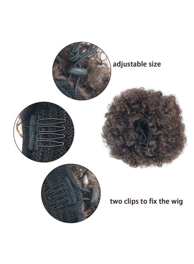 يتبيت وصلة ذيل حصان أفرو منتفخة برباط قصير، ذيل حصان صناعي أفرو كينكي مجعد منتفخ لمشبك شعر طبيعي على قطع شعر كعكة ذيل حصان مجعد برباط غريب (كبير 4) - Image 5