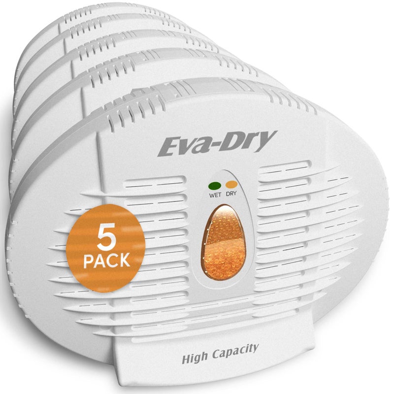 Eva-Dry EvaDry E500 Renewable dehumidifier Pack of 5 white perfect for closets bathrooms safes boats and RVs 