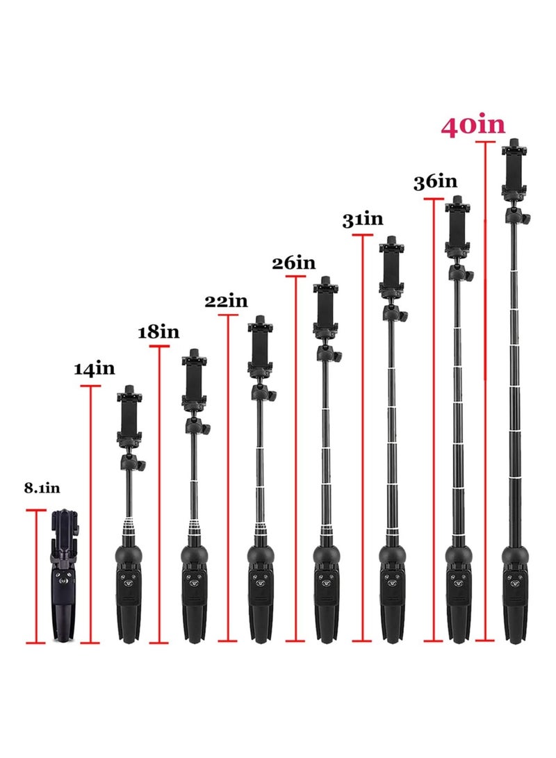 All in one Portable Aluminum Alloy Selfie Stick for iPhone Xs, 40in - Image 3