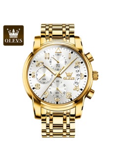 Waterproof Analog Quartz Movement Men's Watch Gold Metal Strap