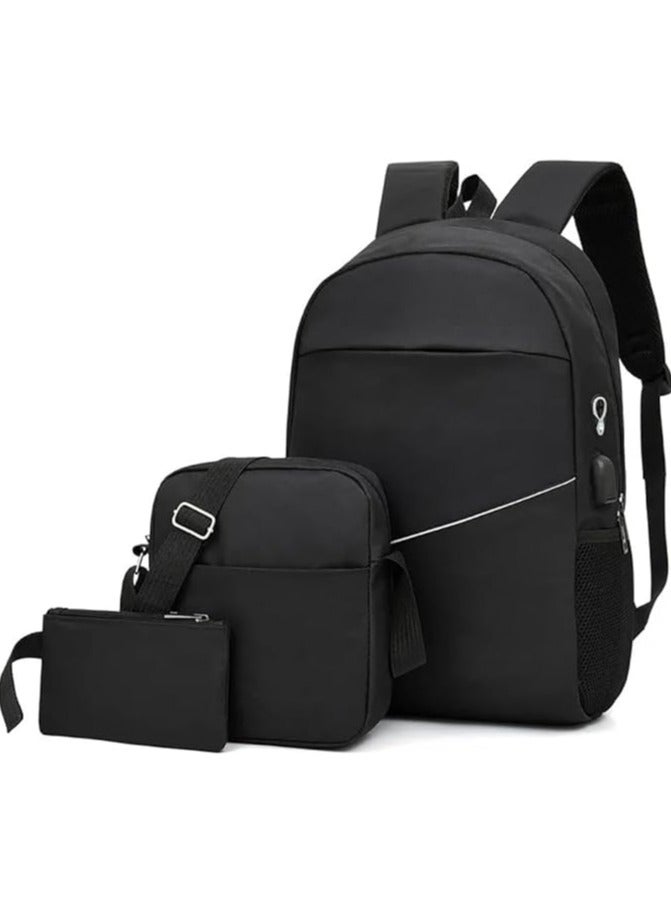 Backpack Student Fashion Backpack Three Piece Color Matching Outdoor Bag Computer with a way out USB Business Bag Shoulder Casual Matching Bag College Backpacks Leather  - Image 4