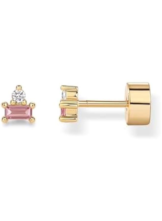 PAVOI 14K Gold Plated Sterling Silver Posts Colored Birthstone Flatback Stud Earrings for Women - Gemstone Cubic Zirconia Screwback Earrings - Dainty Helix Cartilage Piercing Jewelry - Image 1