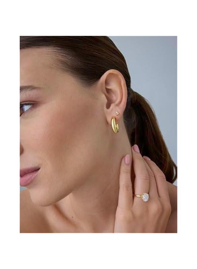 PAVOI 14K Gold Plated Sterling Silver Posts Colored Birthstone Flatback Stud Earrings for Women - Gemstone Cubic Zirconia Screwback Earrings - Dainty Helix Cartilage Piercing Jewelry - Image 4