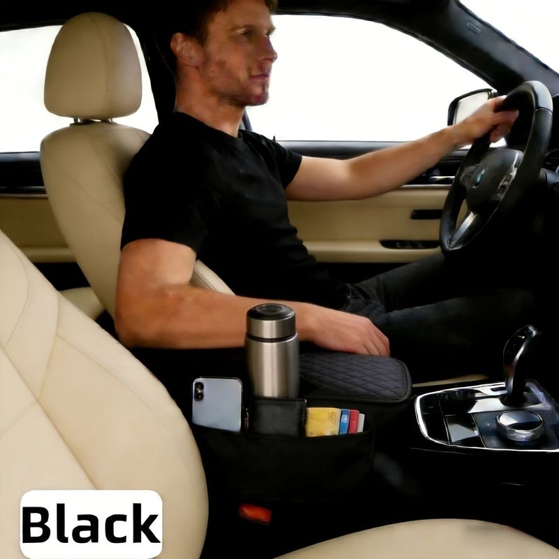 Faux Leather Car Armrest Pad With Side Storage Bag Universal Raised Style Black All Season Comfortable Durable Anti Scratch Anti Dust - Image 5