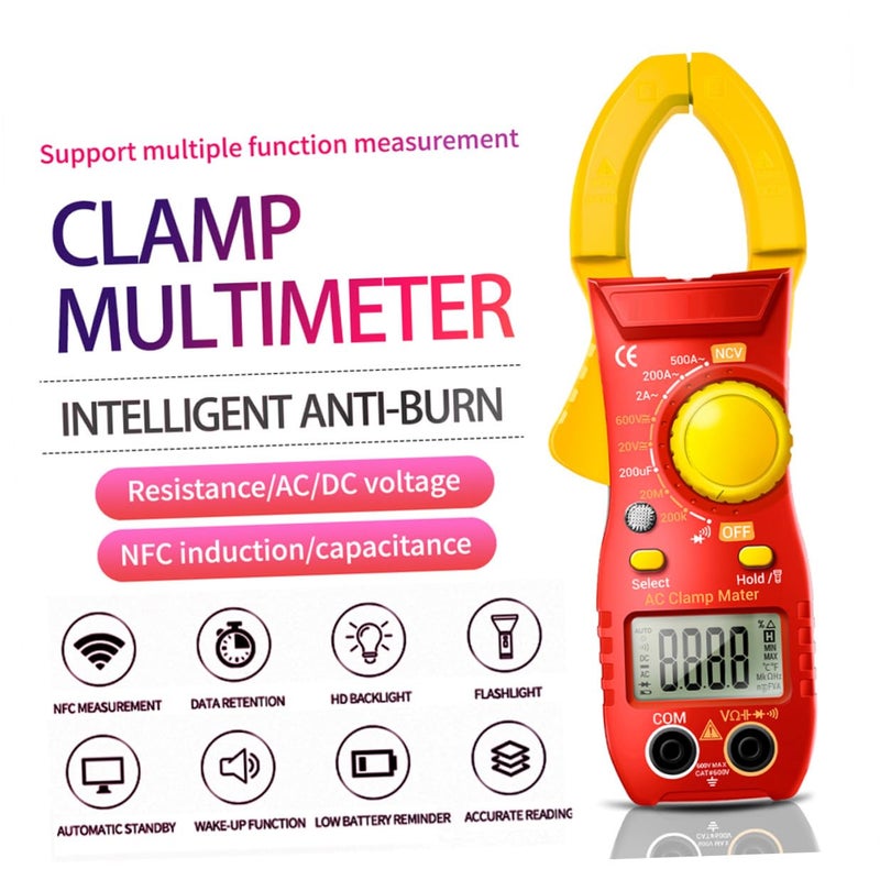 Digital Clamp Meter ST170 High Precision AC Current Tester Volt Ohm Multimeter Yellow - Image 4
