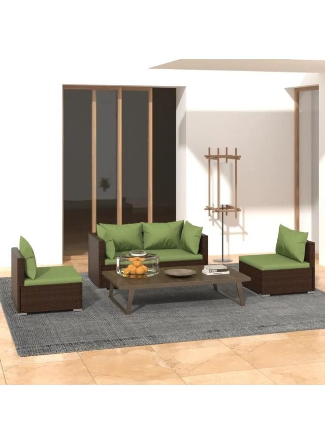 vidaxl vidaXL 4 Piece Garden Lounge Set with Cushions Poly Rattan Brown  - Image 1