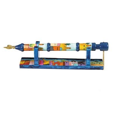 Yair Emanuel Hand Painted Wooden Yad - Torah Pointer With Stand Jerusalem Design (TP-1) - Image 5
