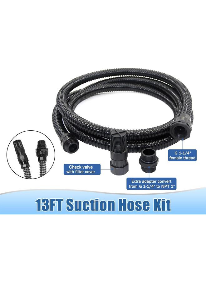 13FT x 1" Suction Hose Kit with Check Valve and 1" Thread, Corrugated Pipe 13ft Long, Water Intake Hose Set, Aspiration Hose (Size : 4M) - Image 2