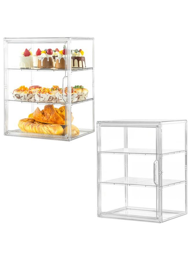 Attelite Clear Bread Box for Kitchen Countertop, Pastry Display Case,3 Layers Adjustable Bread Storage with Magnetic Door Bakery Pastry Display (Large 2pcs) - Image 1