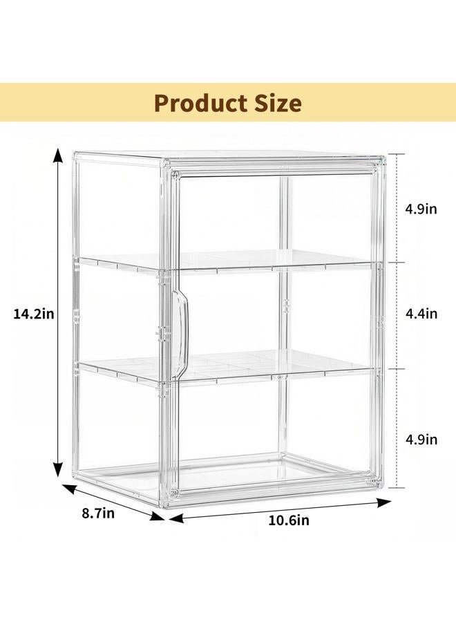 Attelite Clear Bread Box for Kitchen Countertop, Pastry Display Case,3 Layers Adjustable Bread Storage with Magnetic Door Bakery Pastry Display (Large 2pcs) - Image 3