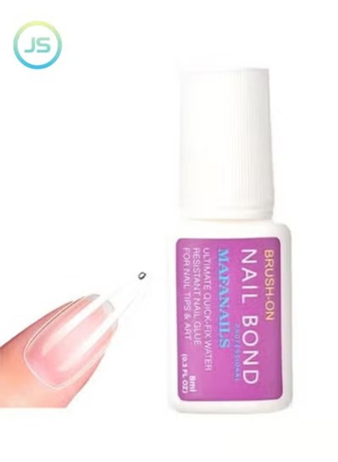 Super Strong Nail Glue for Nail Tips 8ml, Acrylic Nails and Press On Nails, Nail Bond Brush On Nail Glue for Press On Nails Long Lasting Nail Glue for Acrylic Nails Fake Nails Tips - Image 1