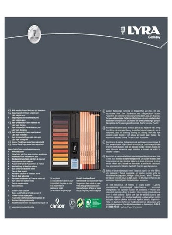 LYRA - Metal box of pastels and sketching pencils brown tones + accessories - 25 pieces - Image 3