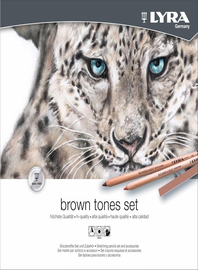 LYRA - Metal box of pastels and sketching pencils brown tones + accessories - 25 pieces - Image 1