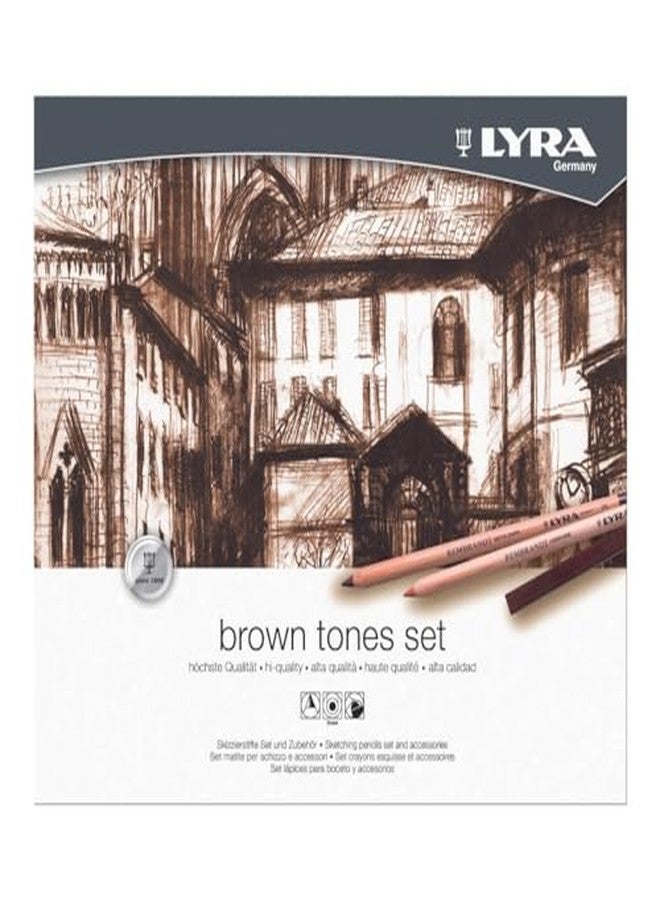 LYRA - Metal box of pastels and sketching pencils brown tones + accessories - 25 pieces - Image 2
