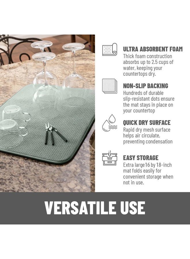 Bellemain XXL Dish Mat Microfiber Dish Drying Mat, Super absorbent (Green, 16" x 18") - Image 4