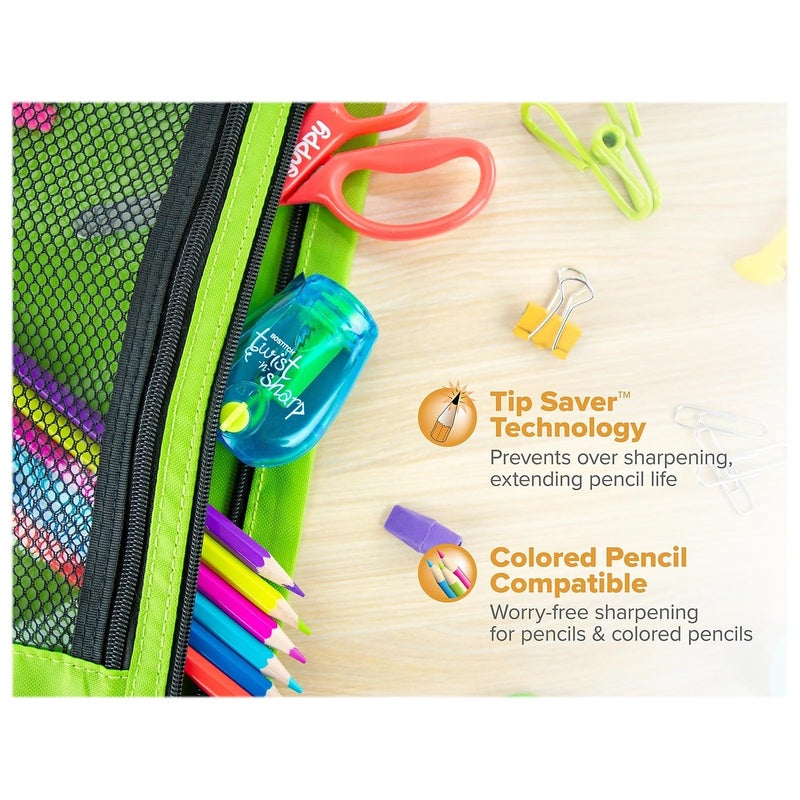 Bostitch Office Pencil Sharpener, Twist-N-Sharp, Easy Open Tray, Perfect for Kids, Works with Colored Pencils & Makeup Pencils, 3-Pack - Image 3