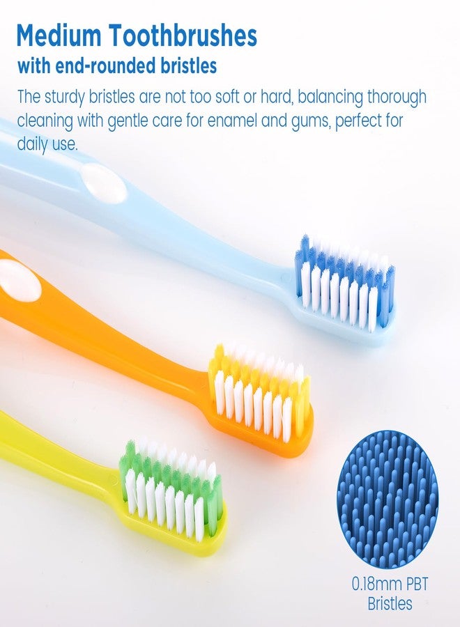 Frekare Medium Toothbrushes for Adults, Toothbrush Medium Bristles with Covers for Travel, Deep Plaque & Stain Removal, 6 Count - Image 2