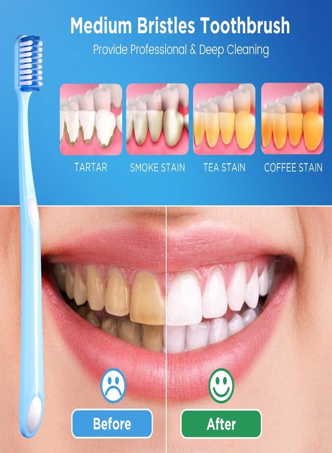 Frekare Medium Toothbrushes for Adults, Toothbrush Medium Bristles with Covers for Travel, Deep Plaque & Stain Removal, 6 Count - Image 4