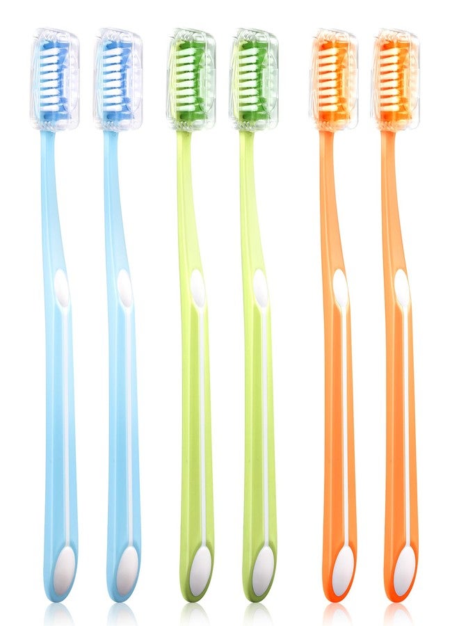 Frekare Medium Toothbrushes for Adults, Toothbrush Medium Bristles with Covers for Travel, Deep Plaque & Stain Removal, 6 Count - Image 1