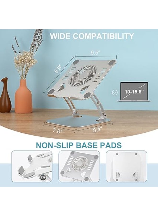 Generic Laptop Cooling Stand with 2 Fans and Phone Holder – 360° Rotating Base – Compatible with Most Laptops – White  - Image 2