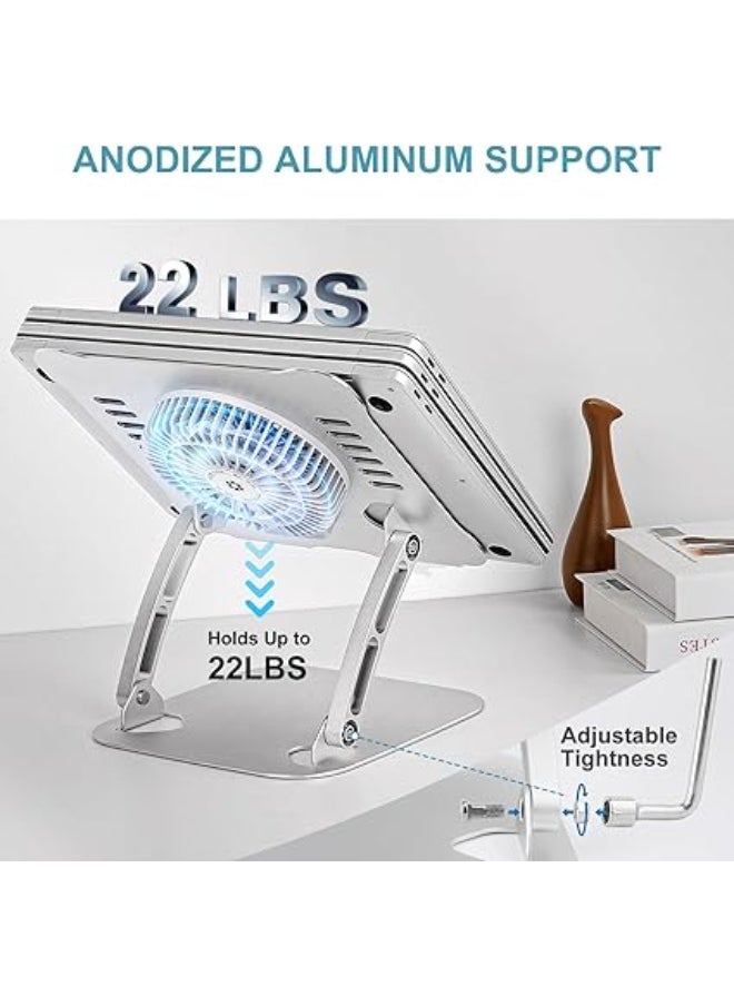 Generic Laptop Cooling Stand with 2 Fans and Phone Holder – 360° Rotating Base – Compatible with Most Laptops – White  - Image 3