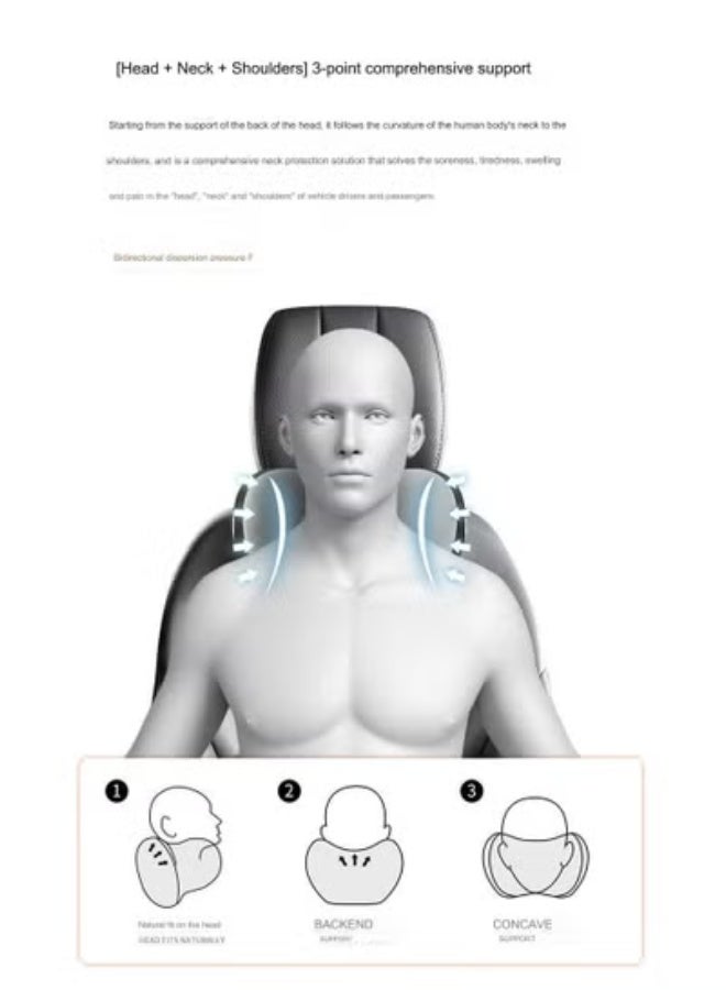 Awesome Car Seat Headrest Neck Pillow Travel Pillow Gray - Image 3