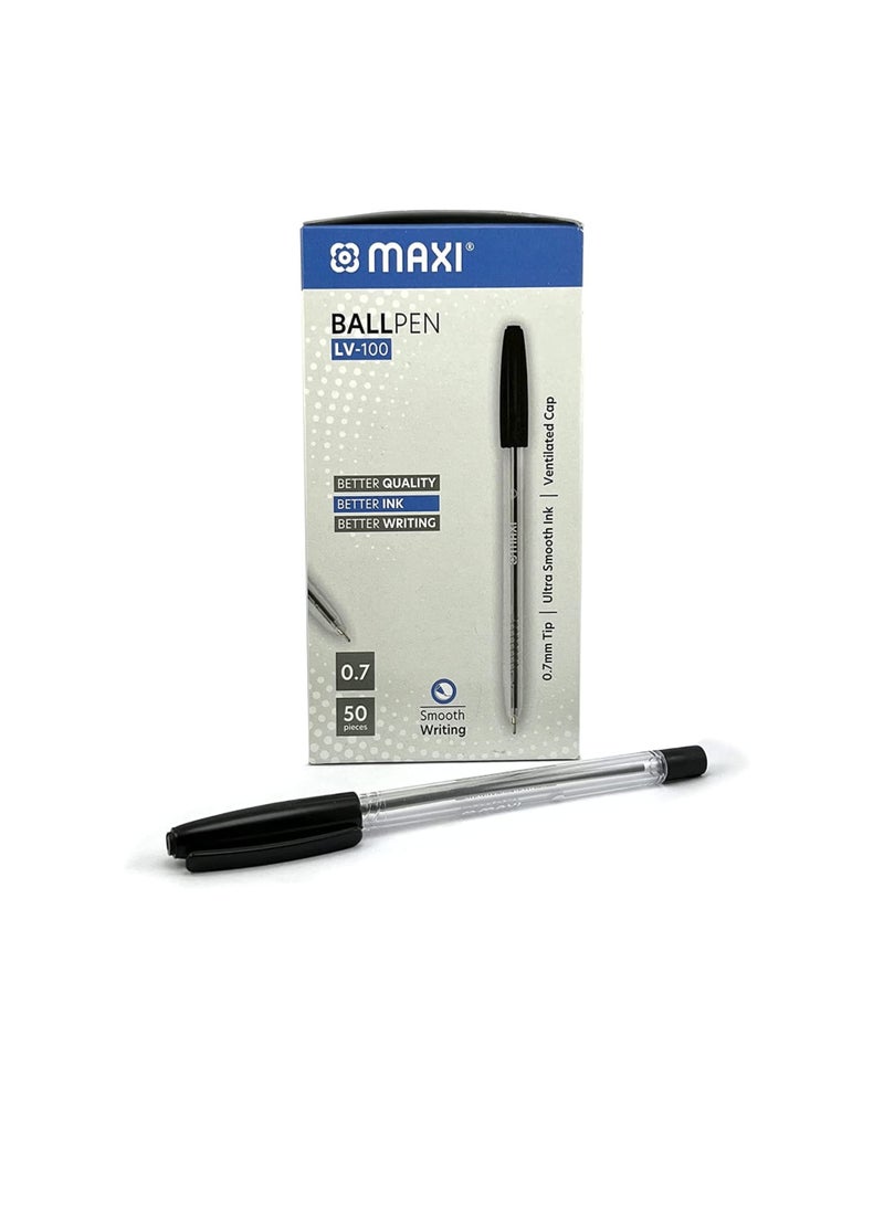 Maxi Ball Pont Pen 0.7mm Box Of 50Pc Black Ink - Image 1