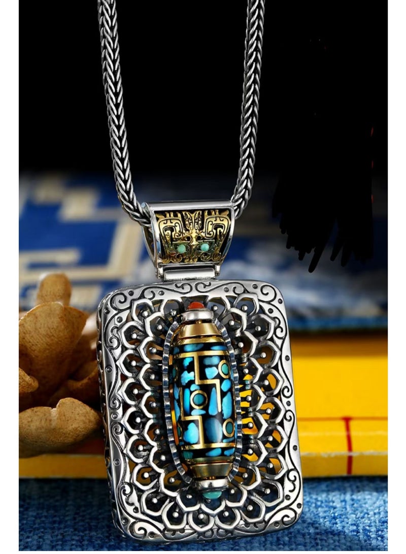 عام قلادة فضية من الصنوبر، قابلة للدوران بين الرجال والنساء - Image 2