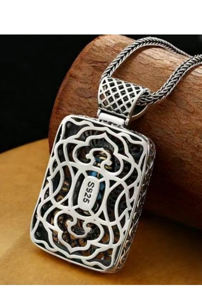 عام قلادة فضية من الصنوبر، قابلة للدوران بين الرجال والنساء - Image 3