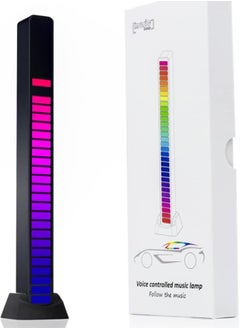 RGB Voice-Activated Light, 32 Bit Music Level Indicator Aluminum Bar Voice Sound Control Audio Spectrum RGB LED Light Indicator Car Desktop LED Light for Vehicles Recreation Place (Black)