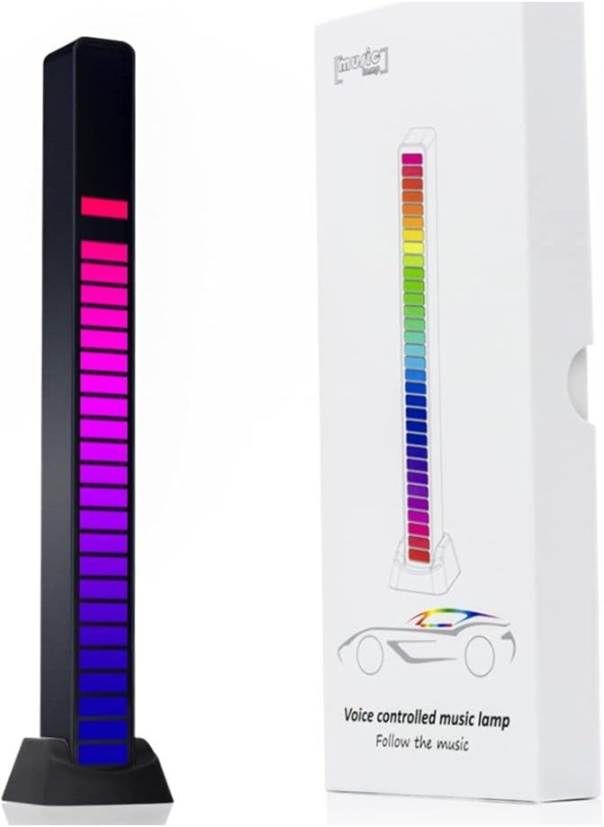 Generic - RGB Voice-Activated Light, 32 Bit Music Level Indicator Aluminum Bar Voice Sound Control Audio Spectrum RGB LED Light Indicator Car Desktop LED Light for Vehicles Recreation Place (Black) - Image 1