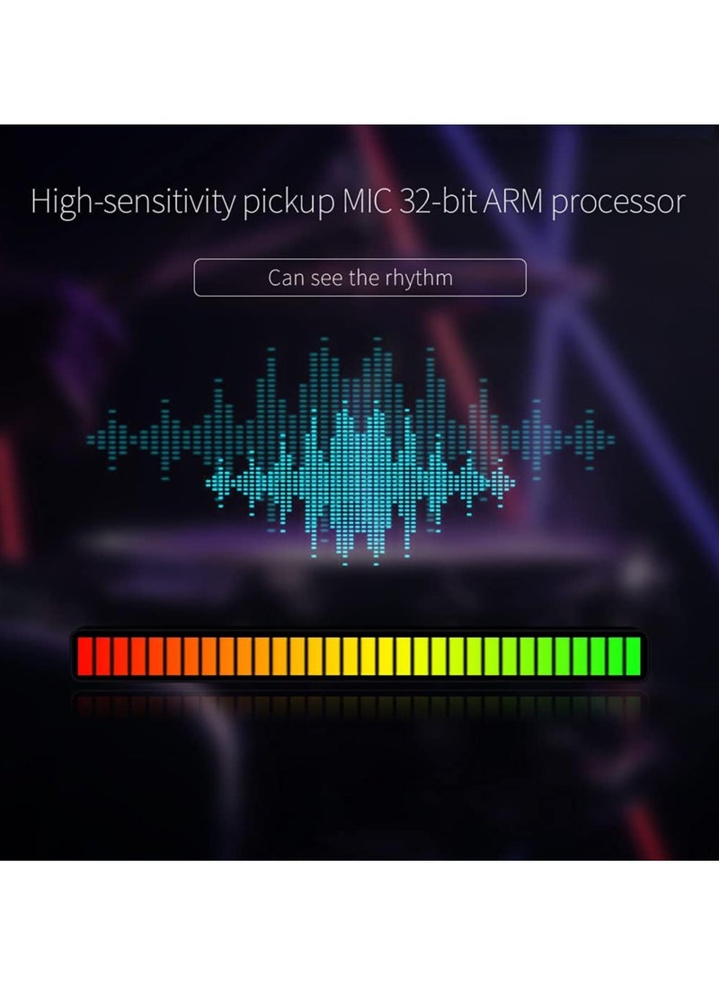 Generic - RGB Voice-Activated Light, 32 Bit Music Level Indicator Aluminum Bar Voice Sound Control Audio Spectrum RGB LED Light Indicator Car Desktop LED Light for Vehicles Recreation Place (Black) - Image 1